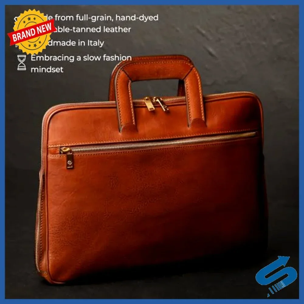 Italian Leather Briefcase for Laptop Up to 15
